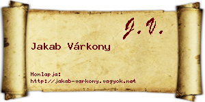Jakab Várkony névjegykártya